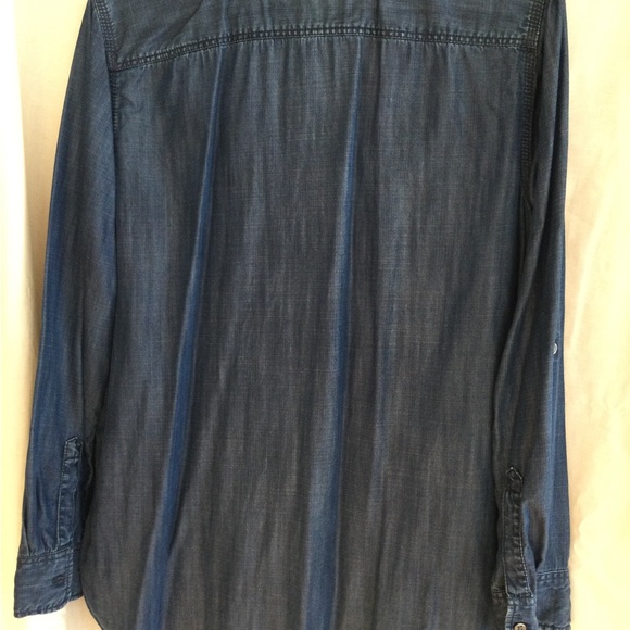 Talbots Navy Denim Lyocell Long Sleeve Shirt size Large - Picture 6 of 6
